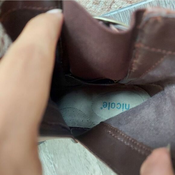 Vintage 90s Nicole 'Huey' Brown Leather Chunky Boots Size 7.5 - Picture 10 of 10